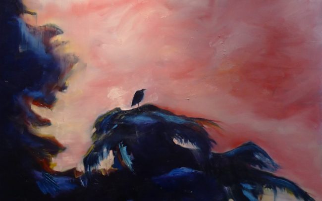 Pink Sky (with bird) - Oil on Canvas, 128x106cm, 2010